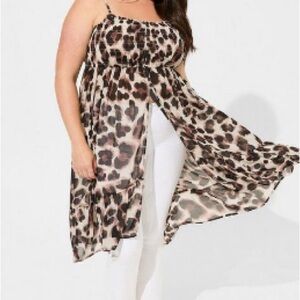 NWOT Torrid Leopard Print Chiffon Overlay Top